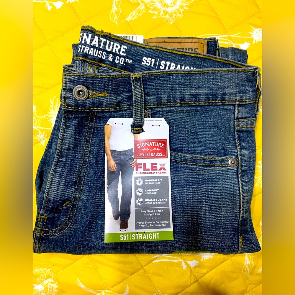 Levis Signature S51 Straight Mens Blue Denim Jeans 30 x 30 NWT - Picture 3 of 5